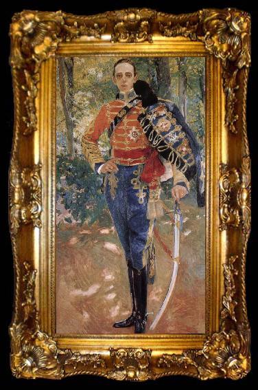 framed  Joaquin Sorolla King Alphonse XIII of uniform cable, ta009-2